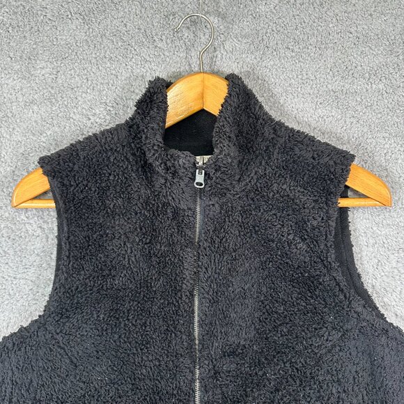 Sonoma Womens 1X Fleece Vest Full Zip Pockets Solid Black Plus Size - Picture 3 of 9